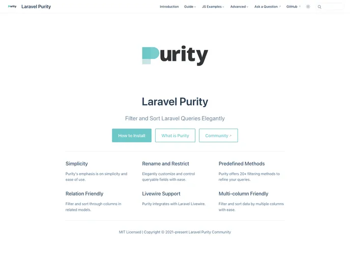 Laravel Purity screenshot