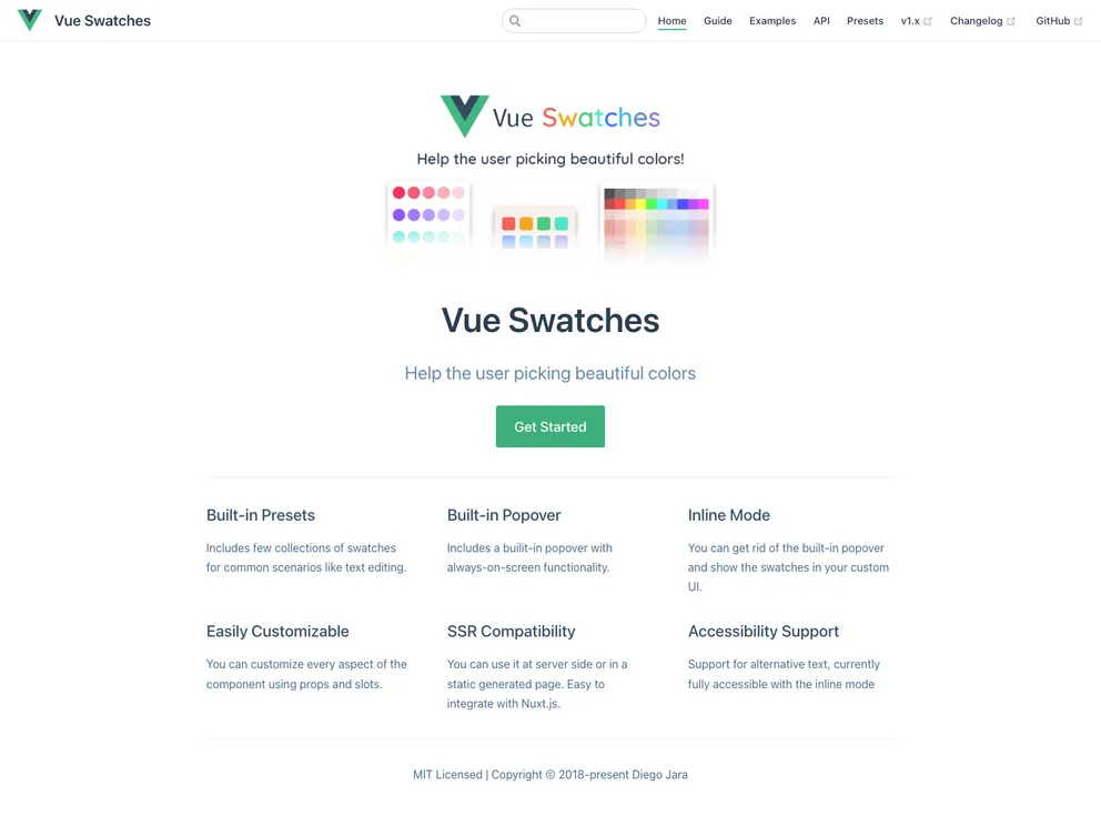 Vue Swatches screenshot