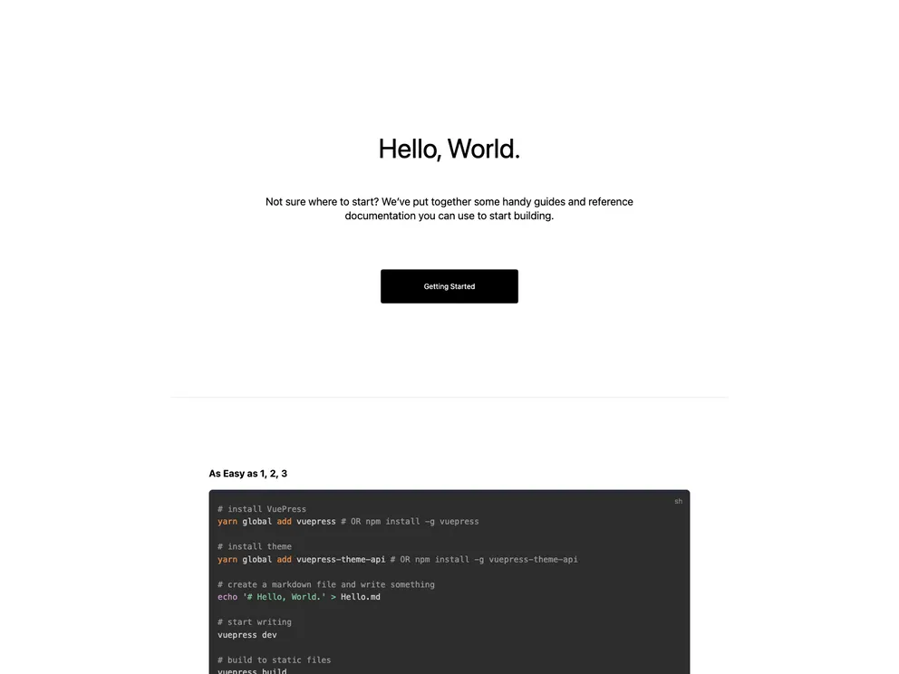 Vuepress Theme Api screenshot