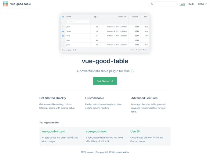 Vue Good Table screenshot